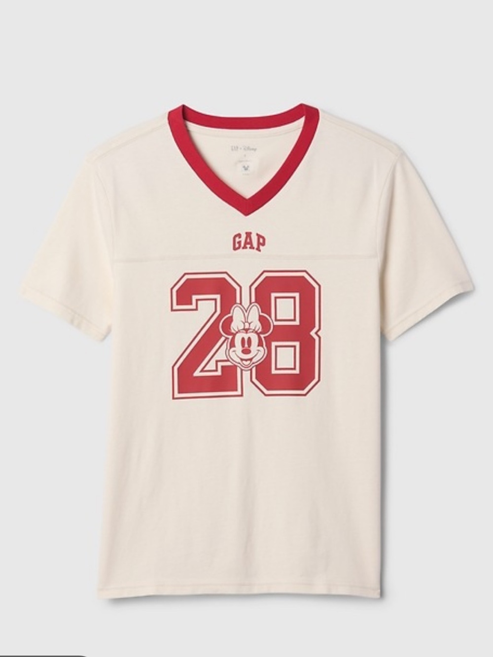 GAP x DISNEY Varsity Cotton Jersey Tee size medium in ivory and red